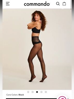 Commando The Sexy Sheer Black Tights Hosiery Size M Retail $44